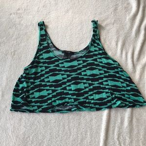 Blue and black crop top